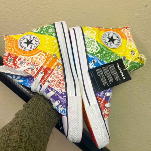 Converse rare rainbow pride all stars tapestry paisley high top sneakers - Picture 11 of 14